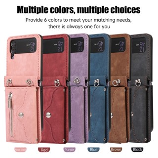 เคสโทรศัพท์หนัง กันกระแทก มีซิป สําหรับ Samsung Galaxy Z Flip 4 Z Flip 4