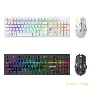 Fun คีย์บอร์ดเกมมิ่งไร้สาย RGB มีไฟแบ็คไลท์ USB ออกแบบตามสรีรศาสตร์