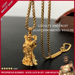 จี้ทองแดงบริสุทธิ์ Guan Yu ชุบทอง 24K สําหรับผู้ชาย และผู้หญิง