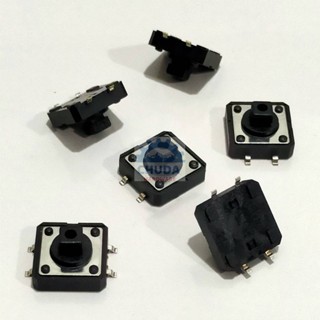 สวิทช์ ปุ่มกด ไมโครสวิทช์ กดติด-ปล่อยดับ SMD TACT Switch 12x12x7.3mm #B3F-ดำ (SMD) (1 ตัว)