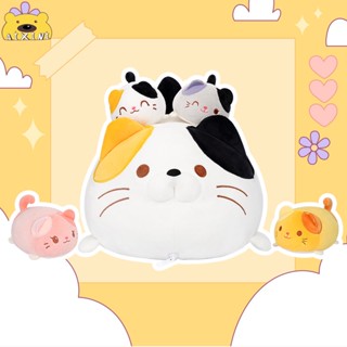 5 in 1 ของเล่นตุ๊กตาแมวน่ารัก ตุ๊กตาหมีเท็ดดี้ พร้อมหมอนนุ่ม รูปแมว 4 ชิ้น สําหรับเด็ก