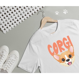 เสื้อยืดลาย น้องหมา เวลส์ คอร์กี้ (Welsh Corgi)ผ้า Cotton  สีสันสดใส ใส่สบาย ลายน่ารักๆ