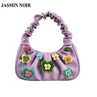 Jasmin NOIR กระเป๋าถือ กระเป๋าสะพายไหล่ สะพายข้าง หนัง PU นิ่ม ลายดอกไม้น่ารัก สําหรับสตรี