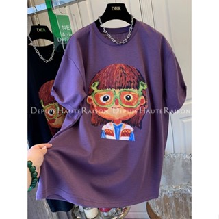 เสื้อยืดแขนสั้น ผ้าฝ้าย 100% พิมพ์ลายการ์ตูน ทรงหลวม แฟชั่นฤดูร้อน สําหรับผู้ชาย และผู้หญิง