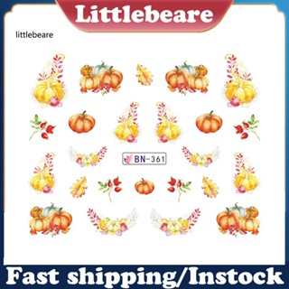 &lt;littlebeare&gt; สติกเกอร์ ลายฟักทอง เมเปิ้ล วันขอบคุณพระเจ้า สําหรับติดตกแต่งเล็บ DIY 12 แผ่น