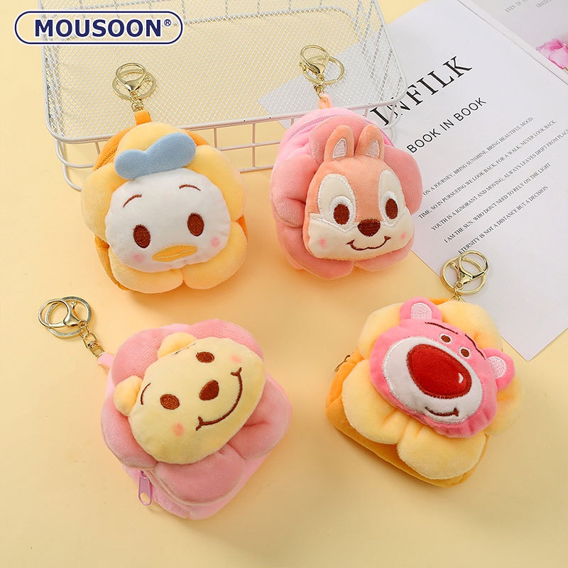 Mousoon กระเป๋าใส่เหรียญการ์ตูนน่ารักตุ๊กตาเก็บหูฟังจี้กระเป๋าใส่เหรียญ
