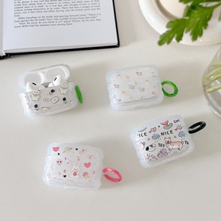 เคสหูฟัง ลายสัตว์น่ารัก พร้อมแหวนวงกลม สําหรับ Airpods Pro 2 Airpods Pro Airpods 3 Airpods 2 Airpods 1