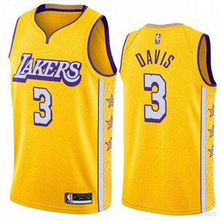 เสื้อกีฬาแขนกุด ลายทีม NBA Jersey Los Angeles Lakers No.3 Davis 2020 สไตล์คลาสสิก พลัสไซซ์