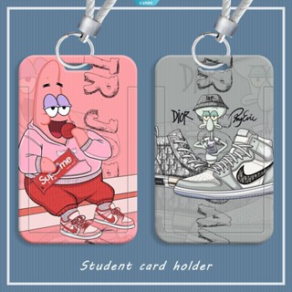 เคสป้องกัน ลาย SpongeBob Patrick Star Squidward Tentacles พร้อมสายคล้อง สําหรับบัตรรถบัส รถไฟใต้ดิน