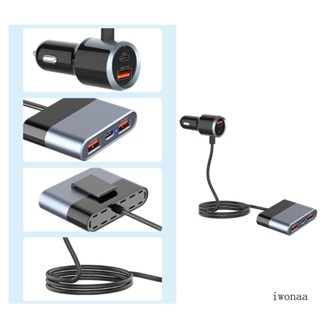 Iwo อะแดปเตอร์ชาร์จโทรศัพท์มือถือ 76W หลายช่อง USB PD3 0 QC3 0 สําหรับรถยนต์