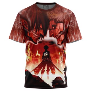 เสื้อยืด พิมพ์ลาย Burning Attack on Titan