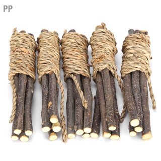 PP 5PCS ไม้ Sticks Pet Chew ของเล่นฟันทำความสะอาดสำหรับนกแก้ว/กระต่าย/หนูแฮมสเตอร์สัตว์ขนาดเล็ก