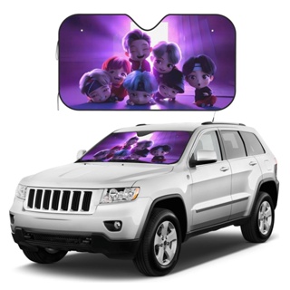 ม่านบังแดดรถยนต์ บังแดดอัตโนมัติ ลาย BTS สําหรับรถบรรทุก SUV-Blocks Rays Sun Visor Protector-Keeps Your Vehicle Cool