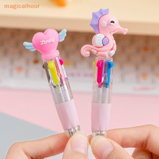 Magicalhour^^ ปากกาลูกลื่น ลายการ์ตูนสัตว์น่ารัก สุ่มสี 4 สี สําหรับนักเรียน สํานักงาน โรงเรียน