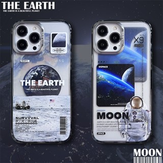 2-in-1 เคสโทรศัพท์มือถือแบบใส กันกระแทก ลายดวงจันทร์ 3D สําหรับ IPhone 14 Pro Max 14 Pro 13 Pro Max 13 Pro 12 Pro Max 11