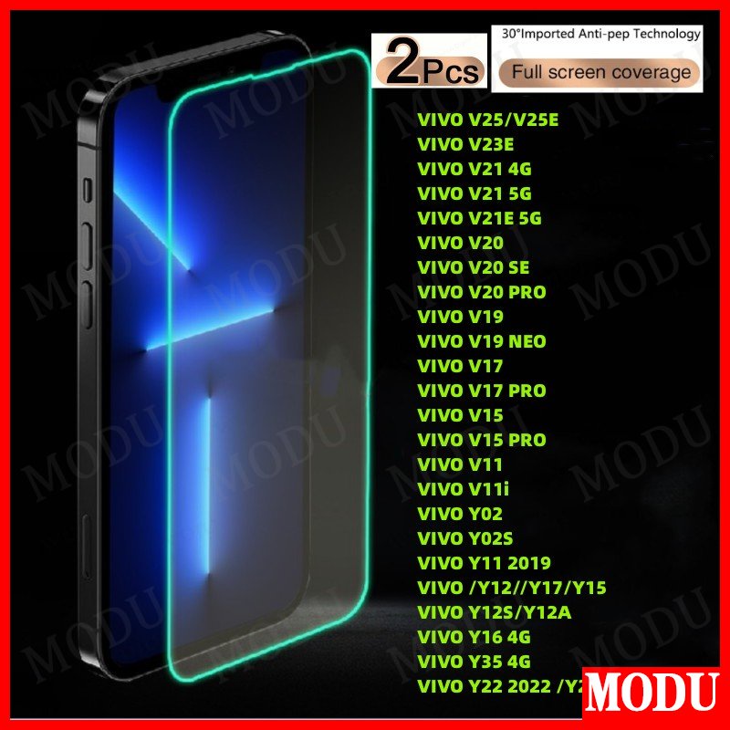 ฟิล์มกระจกนิรภัยกันรอยหน้าจอ เรืองแสง สําหรับ VIVO Y36 Y78 V23E V21 V20 V19 V17 V15 V11 V11i SE Y02 Y02S Y11 Y12 Y15 Y17 Y12S Y12A Y16 Y35 Y22 Y22S PRO 2 ชิ้น