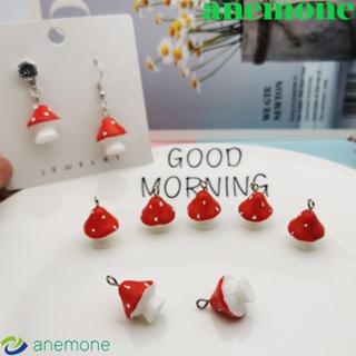 ANEMONE จี้เรซิ่น รูปเห็ด ผัก 3D สีแดง สําหรับทําเครื่องประดับ ต่างหู DIY 10 ชิ้น ต่อแพ็ค