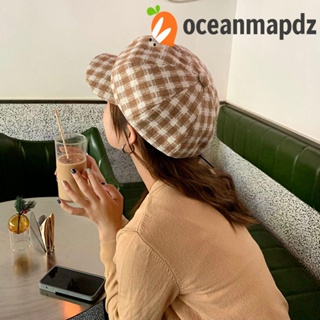 OCEANMAPDZ หมวกเบเร่ต์ ลายสก๊อต ขนาดเล็ก เข้ากับทุกการแต่งกาย แฟชั่นฤดูใบไม้ร่วง และฤดูหนาว สําหรับผู้หญิง