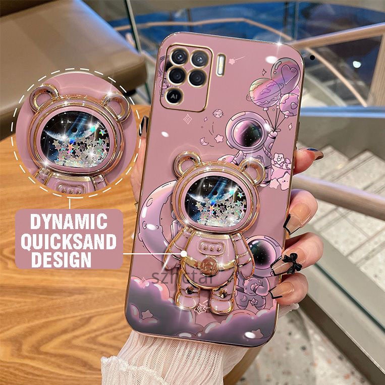 เคส oppo reno 5f a94 f19 pro 3D นักบินอวกาศ ตัวยึด เคสโทรศัพท์ บางพิเศษ เคลือบไฟฟ้า เรียบ เคสโทรศัพท์ นิ่ม เคสกันกระแทก ฝาครอบกันชน เคสโทรศัพท์ oppo reno 5f a94 f19 pro