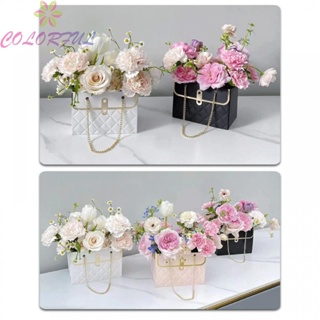 【COLORFUL】Flower Gift Box With Handle 15*10*10.5cm Waterproof Environmental Friendly