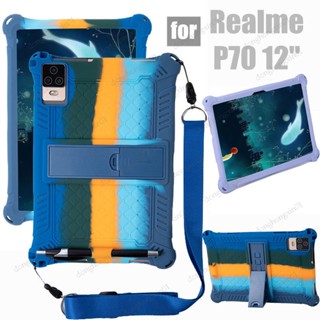 เคสแท็บเล็ต ซิลิโคนนิ่ม กันกระแทก พร้อมขาตั้ง สําหรับ Realme P70 12 นิ้ว P70