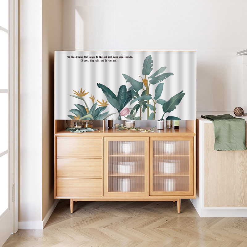 แนะนำ ผ้าม่าน ผ้าม่าน ป้องกันฝุ่น มีกาวในตัว ลายใบไม้สีเขียว สําหรับตกแต่งบ้าน ห้องครัว ราคาพิเศษ มีเก็บเงินปลายทาง