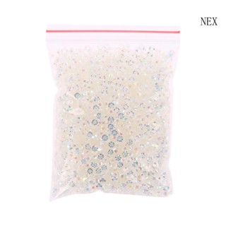 Nex พลอยเทียม คริสตัล ทรงกลม สีขาว ไล่โทนสี สําหรับตกแต่งเล็บ รองเท้า กระเป๋า โทรศัพท์ งานฝีมือ DIY 5000 ชิ้น