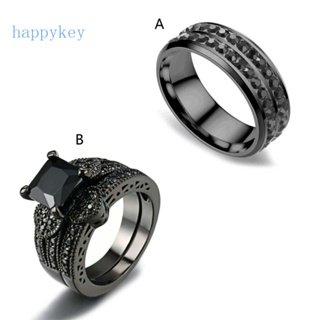Hap แหวนหมั้น แหวนแต่งงาน แหวนคู่รัก แหวนหมั้นเพทาย สีดํา แหวนคู่รักผู้หญิง