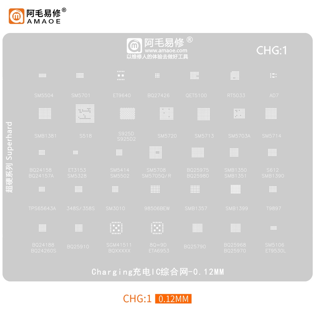 Amaoe CHG1 ชาร์จ Reballing Stencil สําหรับเครื่องชาร์จ IC SM5504 SM5502 SM5414 SM5701 SM5720 SM5713 