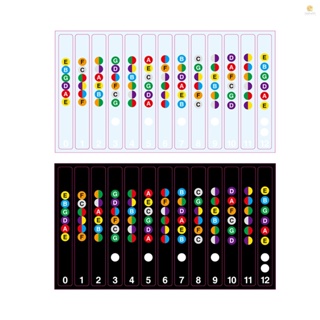 สติกเกอร์ติดเฟรตบอร์ดกีตาร์ 6 สาย สีดํา และใส สําหรับผู้เริ่มต้นฝึกเล่นกีตาร์อะคูสติก ไฟฟ้า 2 ชิ้น