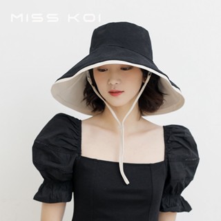 Misskoi [พร้อมส่ง] หมวกบักเก็ต ผ้าฝ้ายแท้ สองด้าน เข้ากับทุกการแต่งกาย แฟชั่นฤดูร้อน สไตล์เกาหลี ญี่ปุ่น สําหรับผู้หญิง