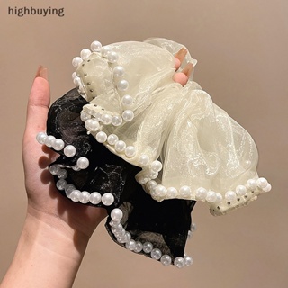 [highbuying] ยางรัดผม ประดับมุก ขนาดใหญ่ สไตล์เกาหลี สําหรับผู้หญิง พร้อมส่ง