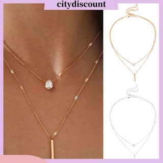 &lt;citydiscount&gt; สร้อยคอยาว หลายชั้น ชุบไฟฟ้า จี้เรขาคณิต เครื่องประดับสตรี 2 ชิ้น ต่อชุด