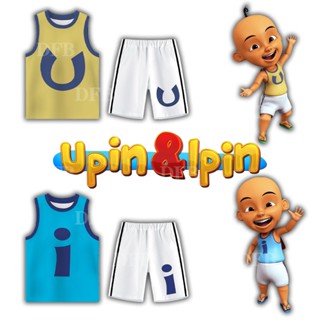 Upin ipin เสื้อยืดแขนสั้น ระบายอากาศ สวมใส่สบาย แฟชั่นฤดูร้อน สําหรับเด็กผู้ชาย