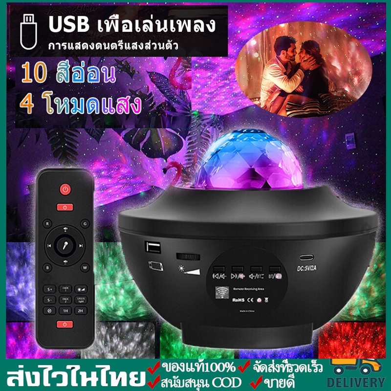 มีของพร้อมส่ง โคมไฟโปรเจคเตอร์ พร้อมลำโพงบลูทูธ ไฟแต่งห้อง sky projector ไฟตกแต่งห้อง โคมไฟดาว ไฟตกแต่งห้องนอน
