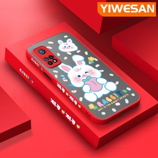 เคสซิลิโคนนิ่ม แบบใส ขอบสี่เหลี่ยม กันกระแทก ลายการ์ตูนพีช กระต่าย สําหรับ Xiaomi 10T 10T Pro Redmi k30s