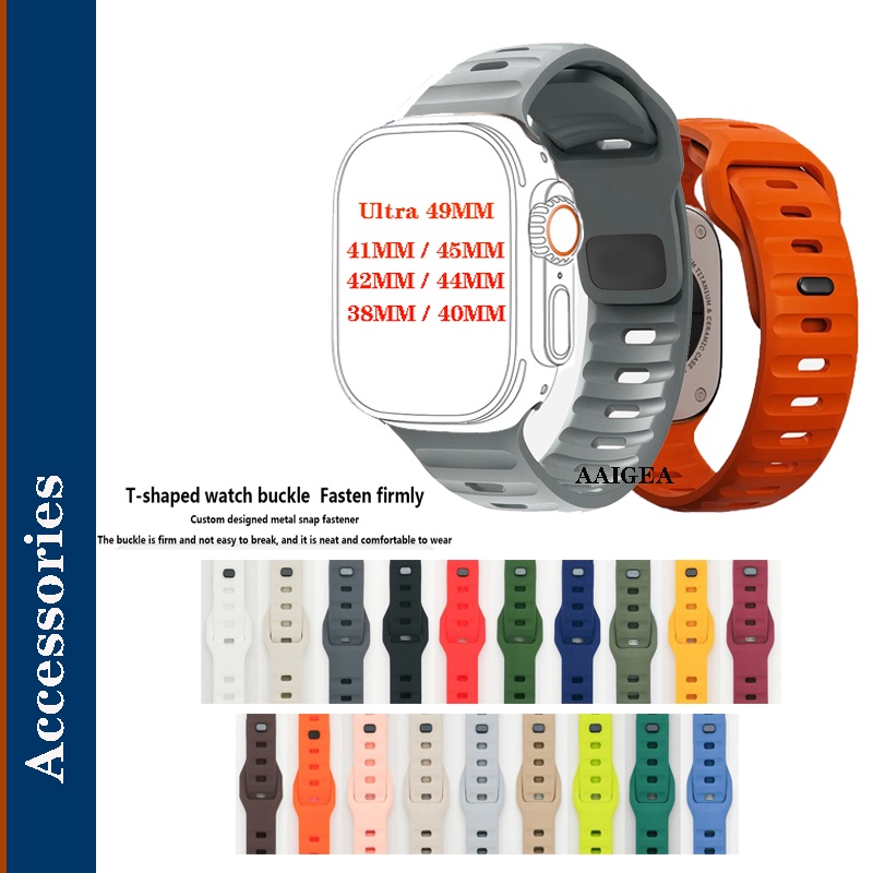 สายนาฬิกาข้อมือซิลิโคน 19 สี สําหรับ Smart Watch Ultra 49 มม. 46มม.44 มม. 45 มม. 41 มม. 40 มม. 42 มม. 38 มม.