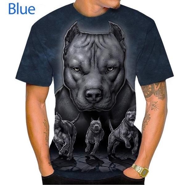 2023ใหม่ล่าสุดอเมริกันbully Pitbull 3Dเสื้อยืดฤดูร้อนบุคลิกภาพUnisex Hip-HopสนุกBullyสุนัขพิมพ์เสื้อ