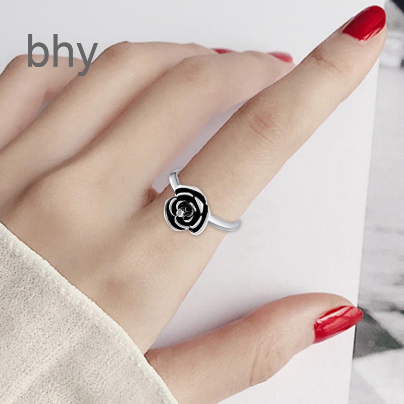 Bhy แหวนดอกกุหลาบ เครื่องประดับสําหรับผู้หญิง ปรับได้ ป้องกันตัวเอง แหวนข้อต่อ วงกลม ผู้หญิง ปาร์ตี้ ของขวัญ