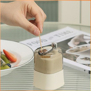 Ins Light Luxury Toothpick Bottle Square Press Type Transparent Cover Toothpick Box Portable Toothpick Jar -FE