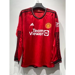 เสื้อกีฬาแขนยาว ลายทีมชาติฟุตบอล Manchester United 23 24 ชุดเหย้า แห้งเร็ว ไซซ์ S - XXL สําหรับผู้ชาย