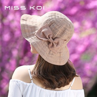 Misskoi [พร้อมส่ง] หมวกบักเก็ต ประดับโบว์ ขนาดใหญ่ สไตล์ญี่ปุ่น แฟชั่นฤดูใบไม้ผลิ ฤดูร้อน สําหรับผู้หญิง