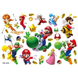 ALISOND1 สติกเกอร์รอยสักชั่วคราว ลายการ์ตูน Super Mario กันน้ํา สําหรับตกแต่ง