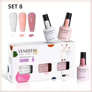 Vendeeni 3 สี/1เซ็ตยาทาเล็บชุดเจลสีเรืองแสงซีรีส์น้ำแข็งใสสีนู้ดกลิตเตอร์ฤดูใบไม้ผลิฤดูร้อนกาวส่องไฟเล็บสำหรับร้านเล็บ 8ml JOYFEEL