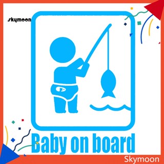 Skym* สติกเกอร์สะท้อนแสง ลาย Baby on Board สําหรับตกแต่งรถยนต์