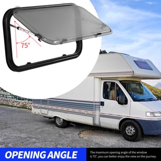  JOY Motor RV Push Out Window 900x450mm กระจกอะครีลิคสองชั้น 75 °มุมเปิดหน้าต่างทางออกภายนอกพร้อมก้านรองรับม่านความเป็นส่วนตัวแมลงสุทธิ