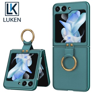 Luken เคสโทรศัพท์มือถือหนัง กันกระแทก พร้อมแหวนขาตั้ง หรูหรา สําหรับ Samsung Galaxy Z Flip 4 3 5 4 3 ZFlip3 Flip4 Flip5 Z Flip 4