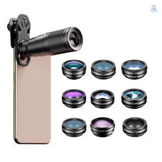 [พร้อมส่ง]APEXEL 10-in-1 ชุดเลนส์โทรศัพท์ พร้อมเลนส์เทเลโฟโต้ 22X 198° Fisheye เลนส์มาโคร มุมกว้าง 0.63X 15X สําหรับกล้องโทรทรรศน์