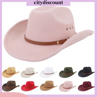 &lt;citydiscount&gt; เข็มขัดหนังเทียม สไตล์คาวบอย ตะวันตก คาวบอย คาวเกิร์ล เฟโดรา ปีกกว้าง เครื่องประดับแฟชั่น