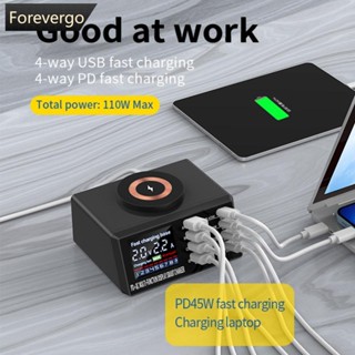 Forevergo ที่ชาร์จแม่เหล็กไร้สาย 110w หลายพอร์ต ชาร์จเร็ว U4V5 สําหรับแท็บเล็ต โทรศัพท์มือถือ โน๊ตบุ๊ค